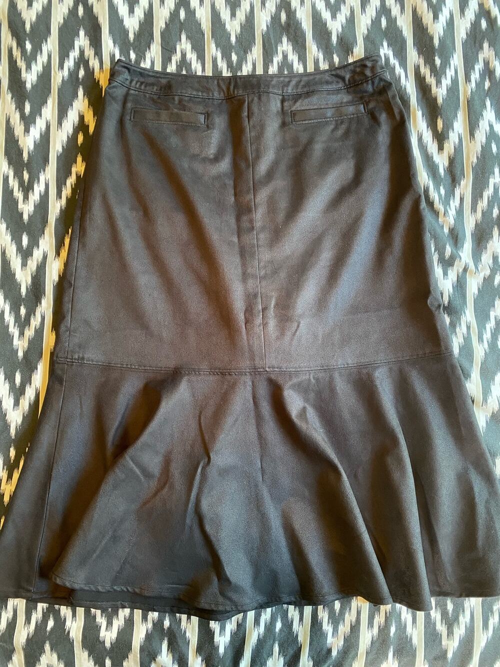 David Brooks Faux Suede Flared Knee Length Black Skirt Size 8